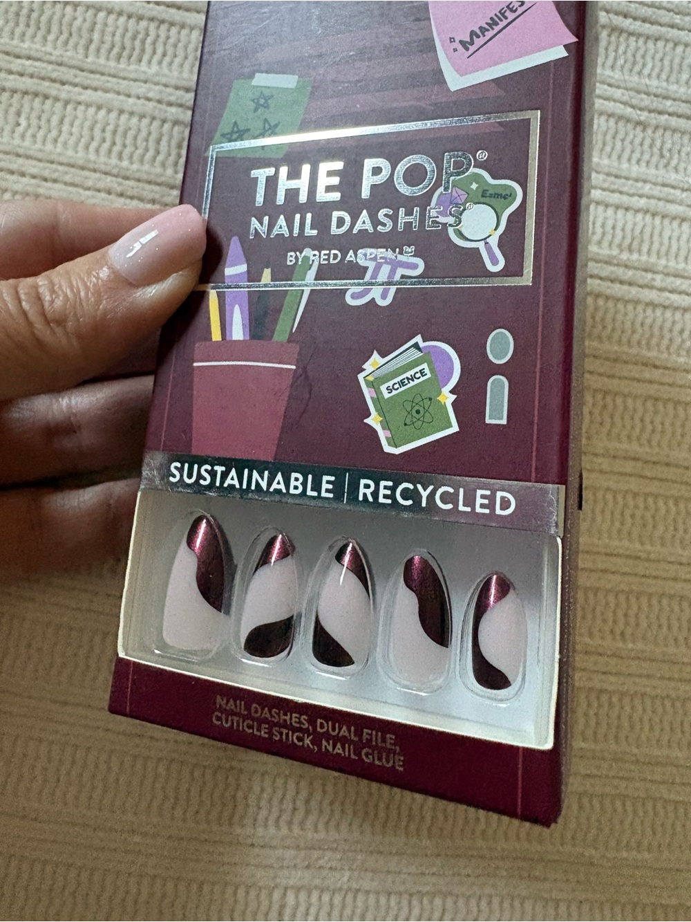 The Pop Red Aspen Metallic Burgundy Press-On Nails Studious Estelle